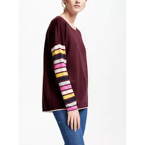 Boden Berwick Striped Sleeve Maroon Red Sweater - Picture 9 of 11